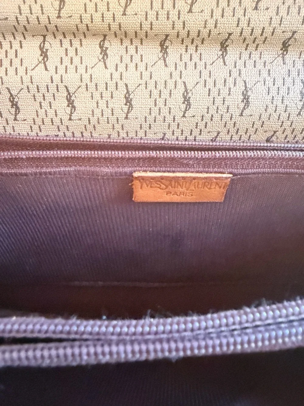 Vintage Yves Saint Laurent YSL Monogram Canvas Leather Briefcase Shoulder Bag - Picture 4 of 5